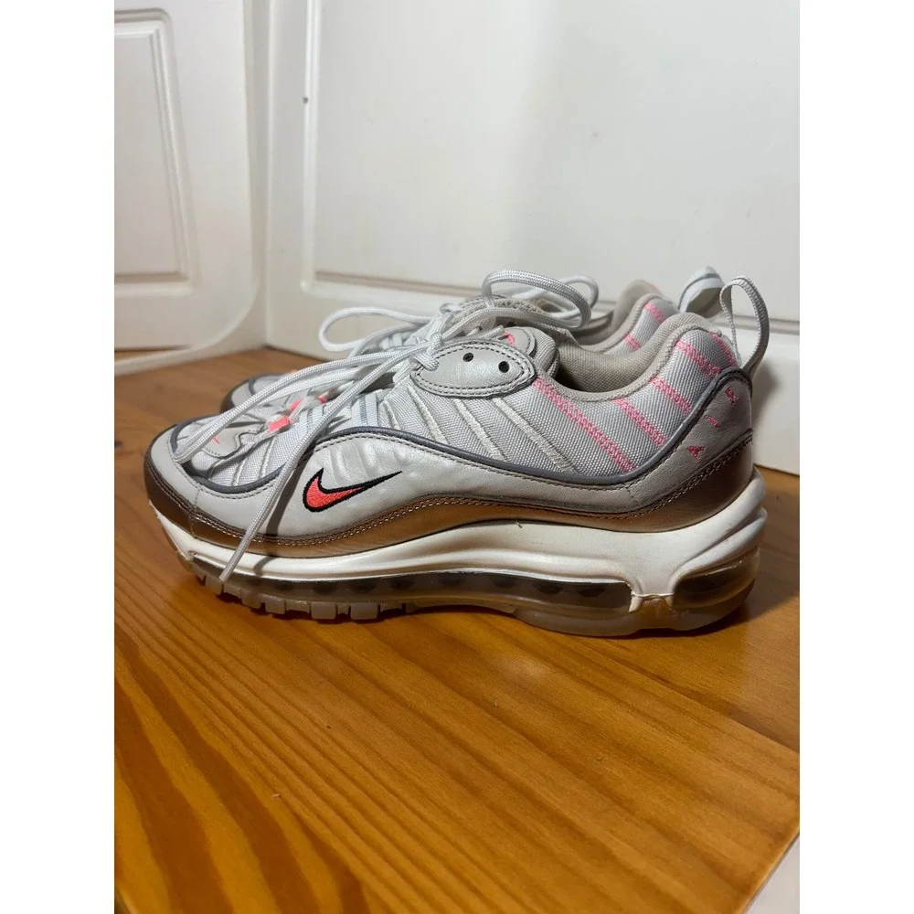Nike Air Max 98 Women's Shoes White Rose Gold Pink‎ Silver Size 7.5
